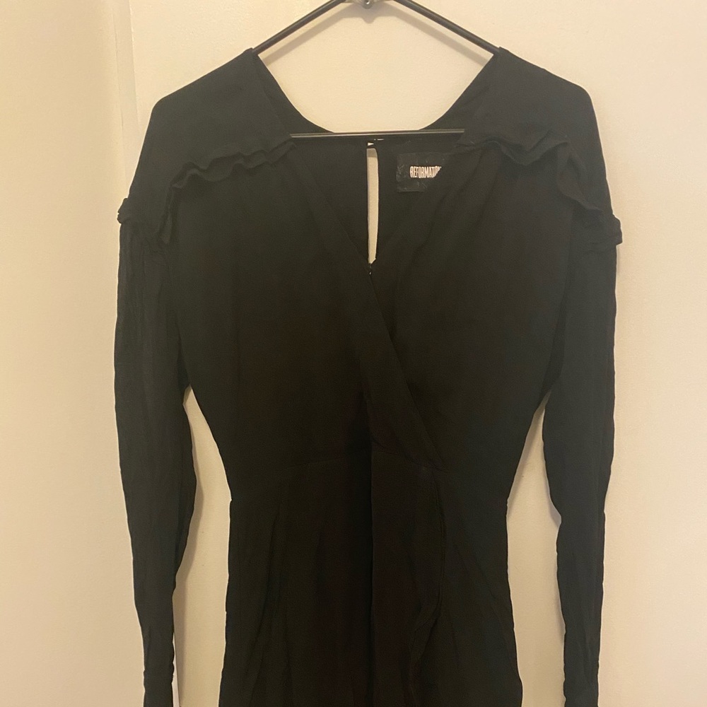 Reformation Black Wrap Mini Dress
